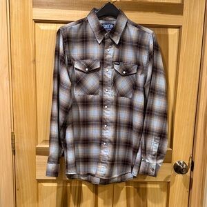 DIXXON Men's Blue and Brown Plaid Shirt